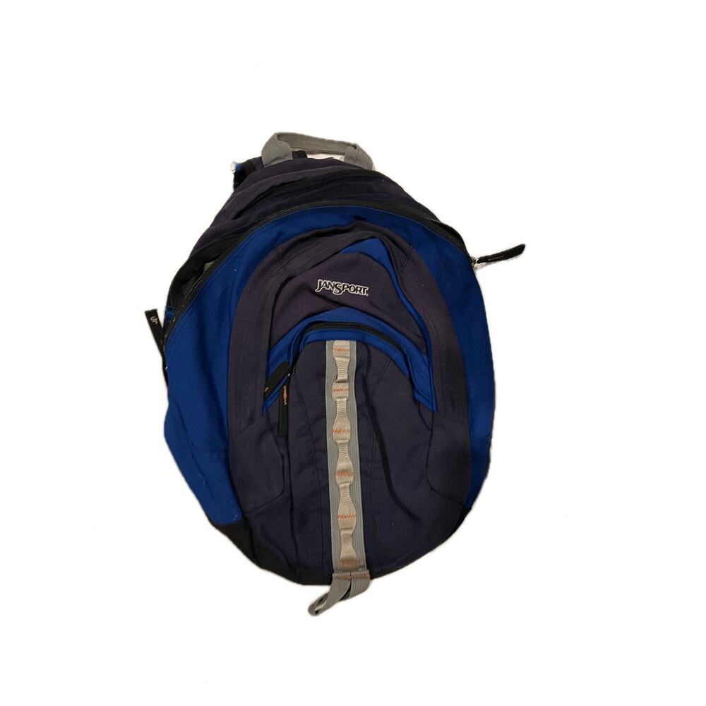 JanSport Vintage 3 Section Blue Gray Black Backpack